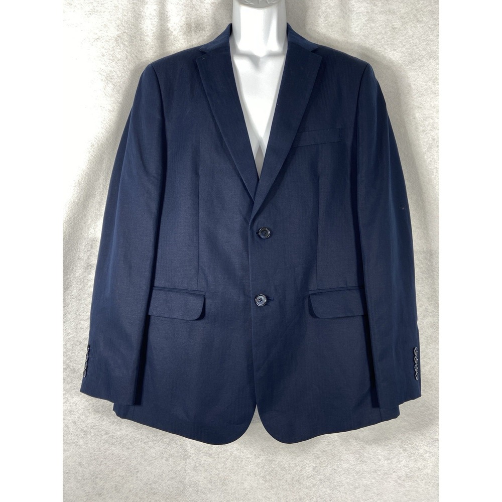 Calvin Klein Jacket Men's 42R Blue Sport Coat Linen Cotton Blend Blazer